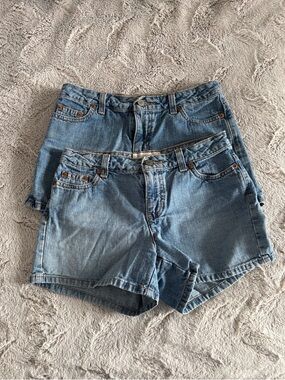 2 Pairs Vintage Y2K Old Navy Denim Shorts Light Wash Mid-Rise 100% Cotton